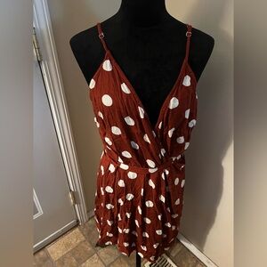 Forever 21 Plus Ginger and White Polka Dot Dress,size 3X, adjustable straps